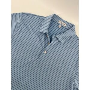 Peter Millar Men's  Size M Blue Striped Polo Shirt Summer Comfort
